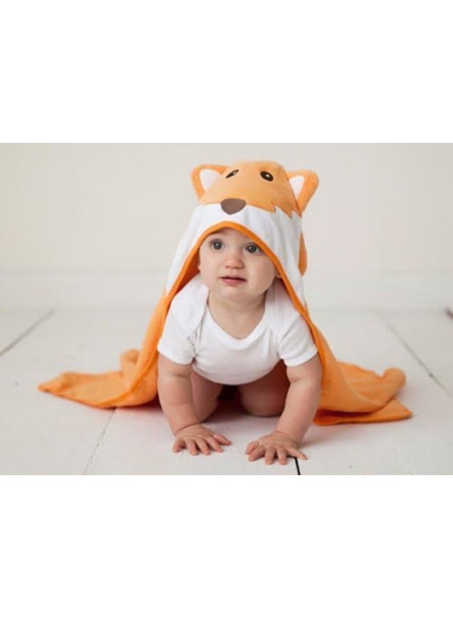 Luvable Friends Unisex Baby Cotton Animal Face Hooded Towel, Fox, One Size - Image 2