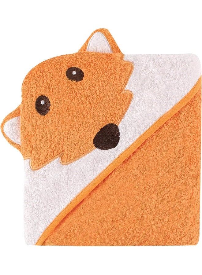 Luvable Friends Unisex Baby Cotton Animal Face Hooded Towel, Fox, One Size - Image 3