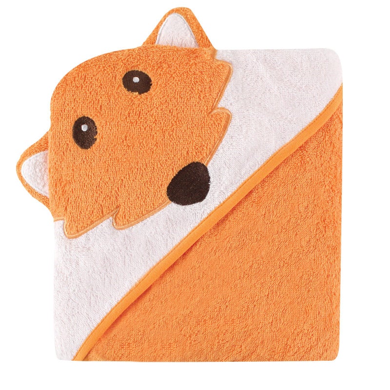 Luvable Friends Unisex Baby Cotton Animal Face Hooded Towel, Fox, One Size - Image 1