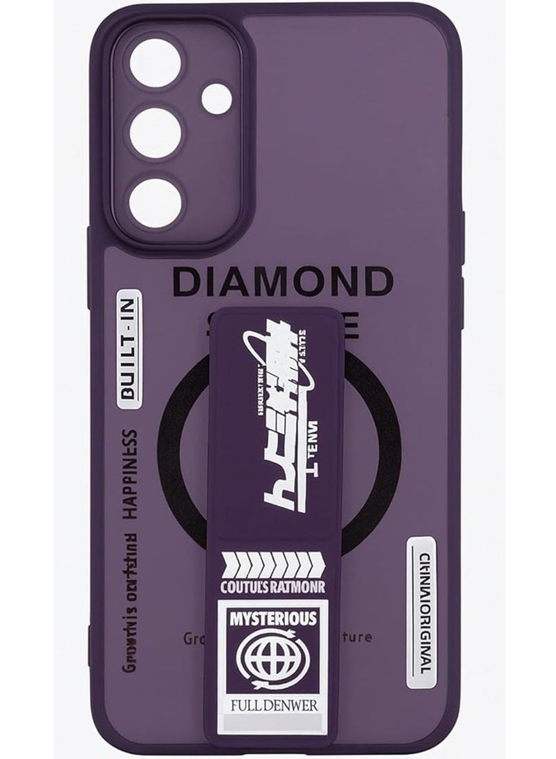 دايموند جراب هاتف متوافق مع هاتف Honor X9a، غطاء حماية أنيق مع حامل مدمج وتصميم مطبوع فريد باللون الأرجواني