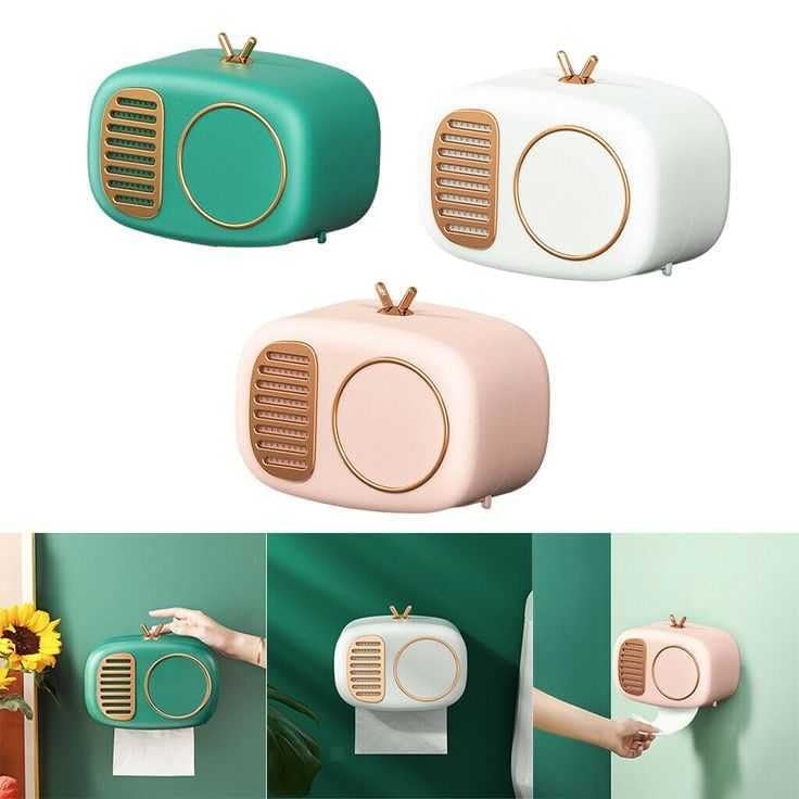 YESIKOM Tissue Box Wall Mounted Waterproof PP Retro TV Radio Model Napkin Holder for Living Room (Multi Color) (po1) - Image 5