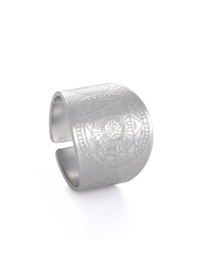 Men's Fashion Retro Wide Ring Personality Simple Hot Copper Seven-pointed Star Magic Array Open Ring Manufacturers