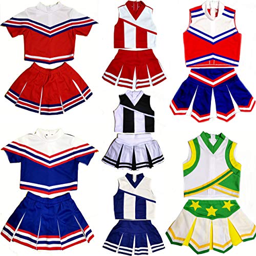 Total 2550 Little Girls' Kids Children Dress Cheerleader Costume Uniform Cheerleading Outfit Halloween White/Green/Yellow (XXL / 14-16) - Image 5