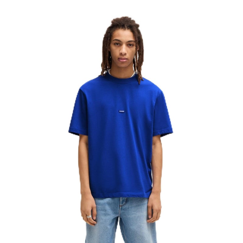 HUGO Small Logo Block Cotton TShirt Bright Blue L