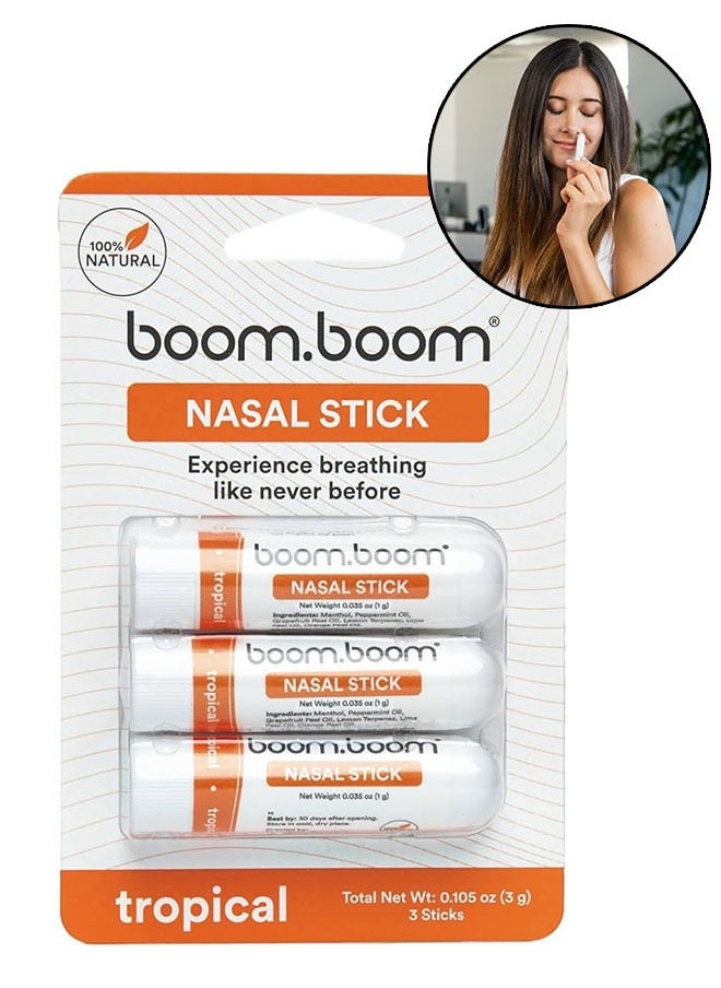 Boom Boom Nasal Stick 3 Pack, Experience Breathing Like Never Before, Enhances Breathing, Boosts Focus, Fresh Cooling Sensation  - Image 1
