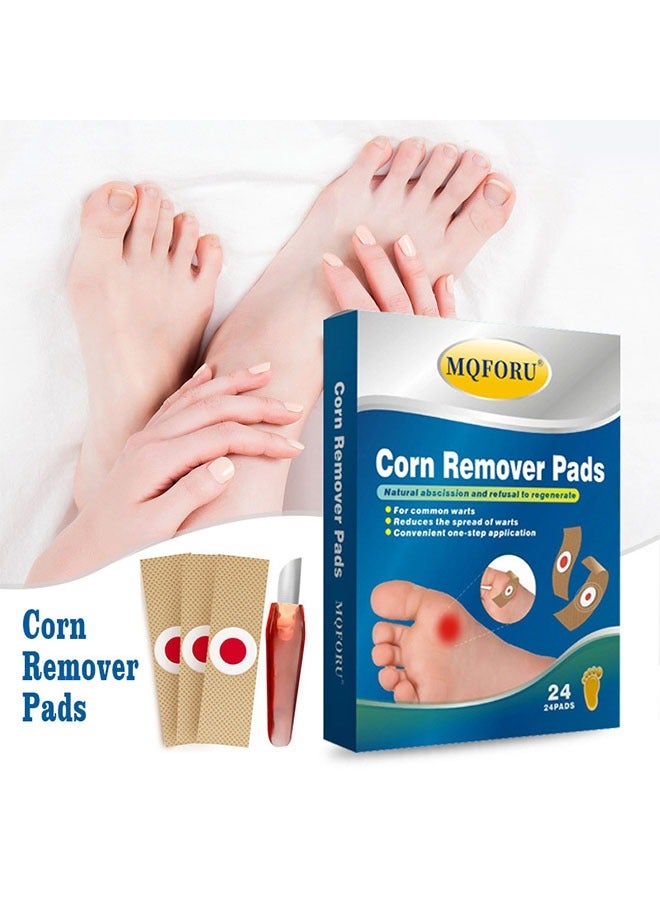 MQFORU 24 Pcs Foot Corn Removal Plaster with Tool knife, Corn Callus Treatment for Feet, Foot Care Cushions fir Relief Pain From Calluses Corns Blisters - Image 1