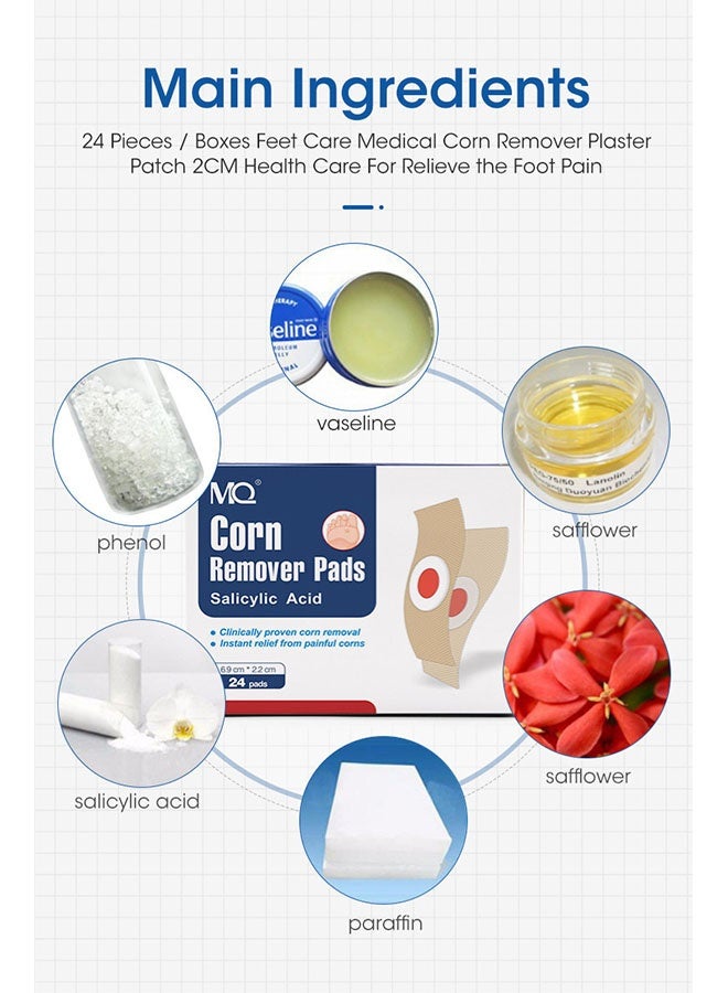 MQFORU 24 Pcs Foot Corn Removal Plaster with Tool knife, Corn Callus Treatment for Feet, Foot Care Cushions fir Relief Pain From Calluses Corns Blisters - Image 3