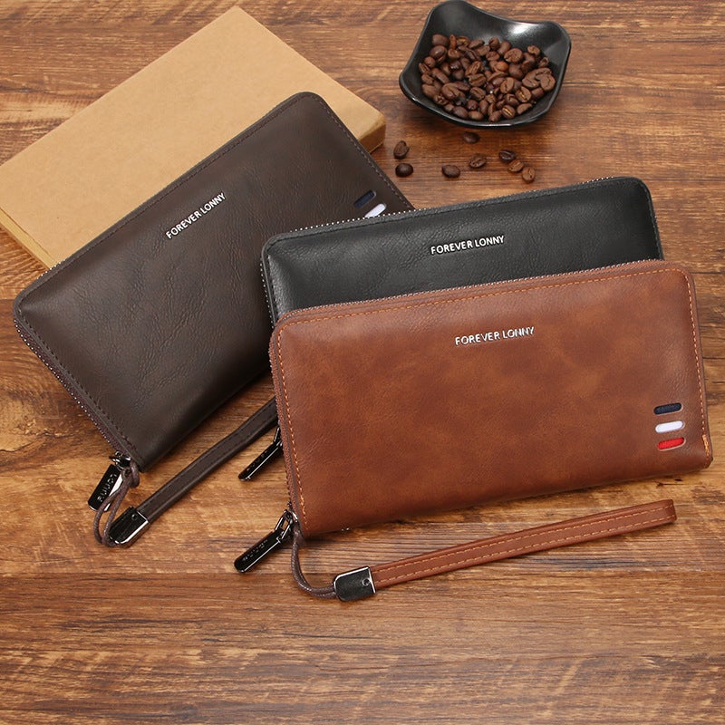 Multifunctional Solid Color PU Leather Wallet, RFID Blocking Design Portable Daily Storage Purse for Cards Cash Coin Business Use - Image 1