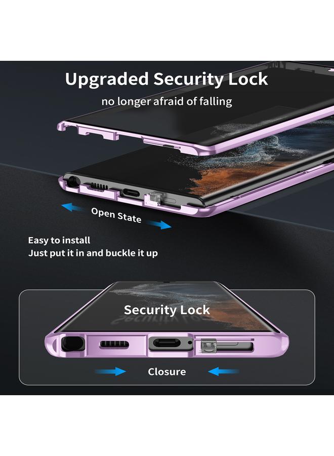 اس-توب جراب لهاتف Samsung Galaxy S23 Ultra 5G HD غطاء كامل Magsafe مغناطيسي معدني من الزجاج المقوى - Image 3