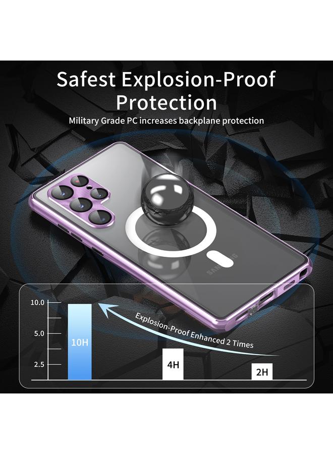 اس-توب جراب لهاتف Samsung Galaxy S23 Ultra 5G HD غطاء كامل Magsafe مغناطيسي معدني من الزجاج المقوى - Image 4