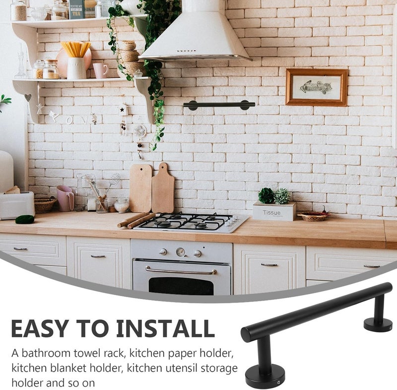Ciieeo 304 Stainless Steel Black Towel Rack Hanger 30cm Wall-Mounted Bathroom Towel Bar Organizer for Home and Kitchen - Image 5