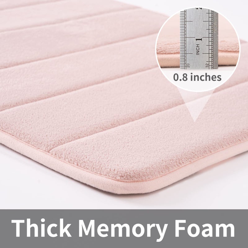 ROSMARUS Memory Foam Bath Mat 17â€ x 24â€, Water Absorbent Bath Mats for Bathroom, Non Slip Washable Bathroom Rugs for Shower, Ultra Soft Bathroom Mats for Floor & Tub, Pink - Image 5