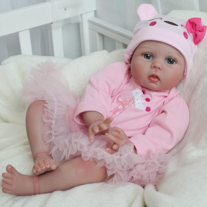 CHAREX Realistic Reborn Baby Dolls, Real Looking Lifelike Doll for Girls, 22 Inch Handmade Weighted Newborn Silicone Baby Doll with Accessories, Toy Gifts for Kids Age 3+ - Image 3