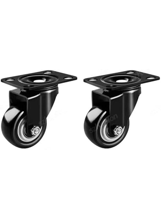 2 Inch Heavy Duty Swivel Castor Wheels With Flat Brake 2 Pcs Black PP Furniture Caster - Image 1
