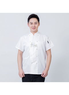 NIBEMINENT Short Sleeve Kitchen Uniform Black Chef Jacket grey Cook Coat Chef T-shirt Baker Work Uniform Waiter Restaurant Hotel Clothes  - Image 1