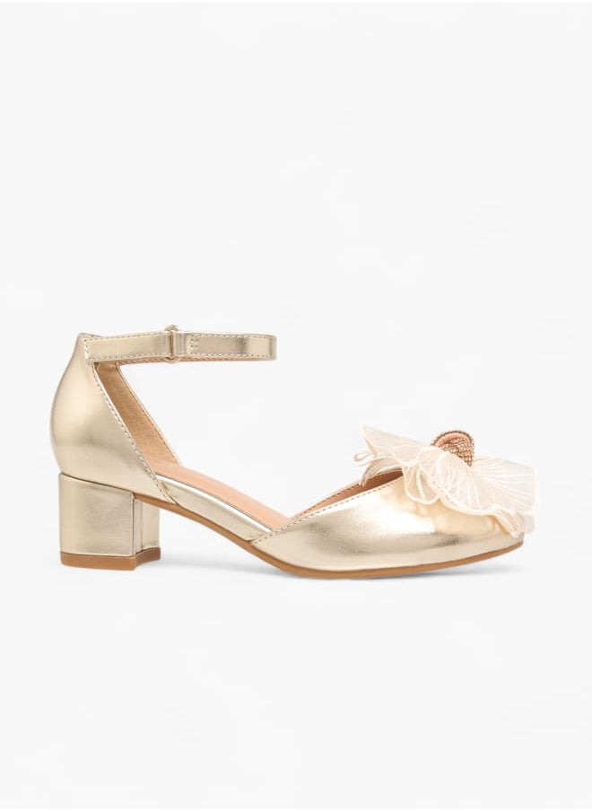 Celeste Girls Floral Embellished Shoes With Hook And Loop Closure  - Image 3