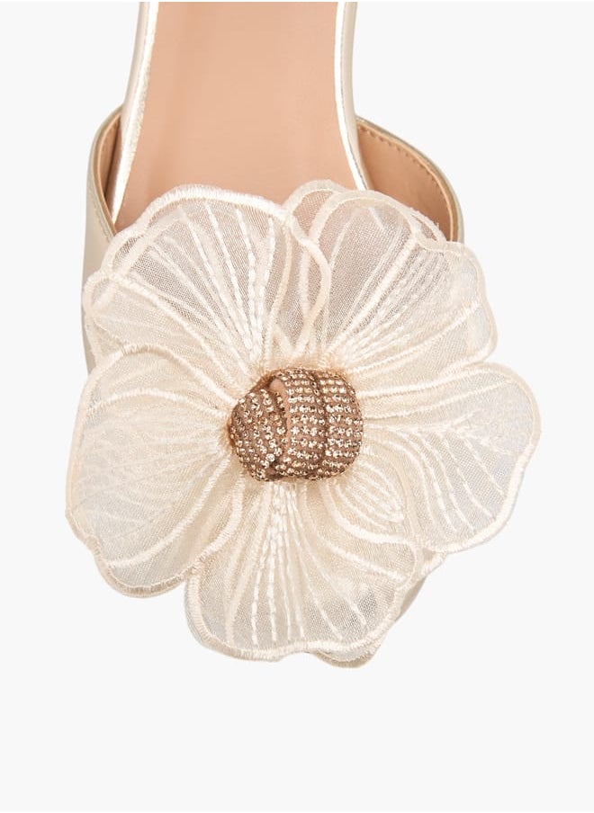 Celeste Girls Floral Embellished Shoes With Hook And Loop Closure  - Image 4