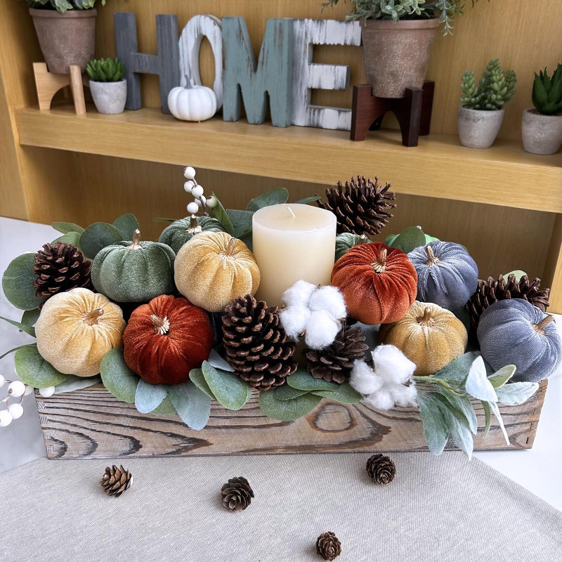 Winlyn 12 Pcs Assorted Small Faux Harvest Velvet Pumpkins Decorative Rust Olive Gold Gray Fabric Pumpkins Foam Pumpkins 3"" for Fall Wedding Thanksgiving Halloween Table Centerpiece Farmhouse Decor - Image 5