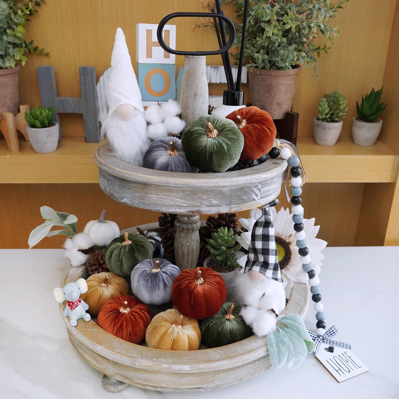 Winlyn 12 Pcs Assorted Small Faux Harvest Velvet Pumpkins Decorative Rust Olive Gold Gray Fabric Pumpkins Foam Pumpkins 3"" for Fall Wedding Thanksgiving Halloween Table Centerpiece Farmhouse Decor - Image 3