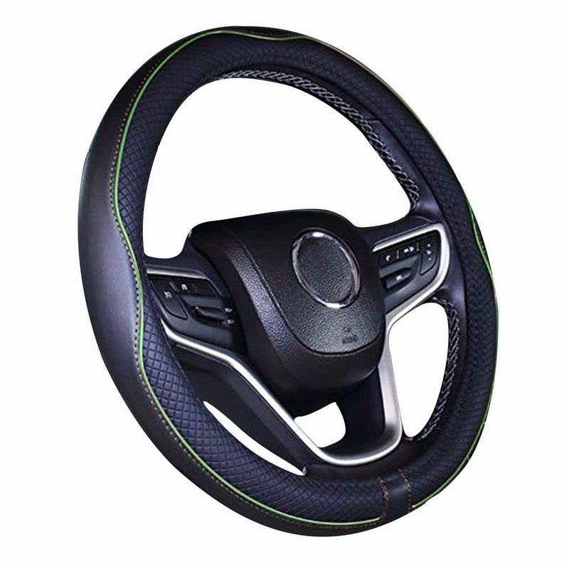 Mayco Bell Universal Standard Size Steering Wheel Cover AntiSlipSafetySoftBreathableDurableFull SurroundComfortable Grip Microfiber Leather 14515 inch Green