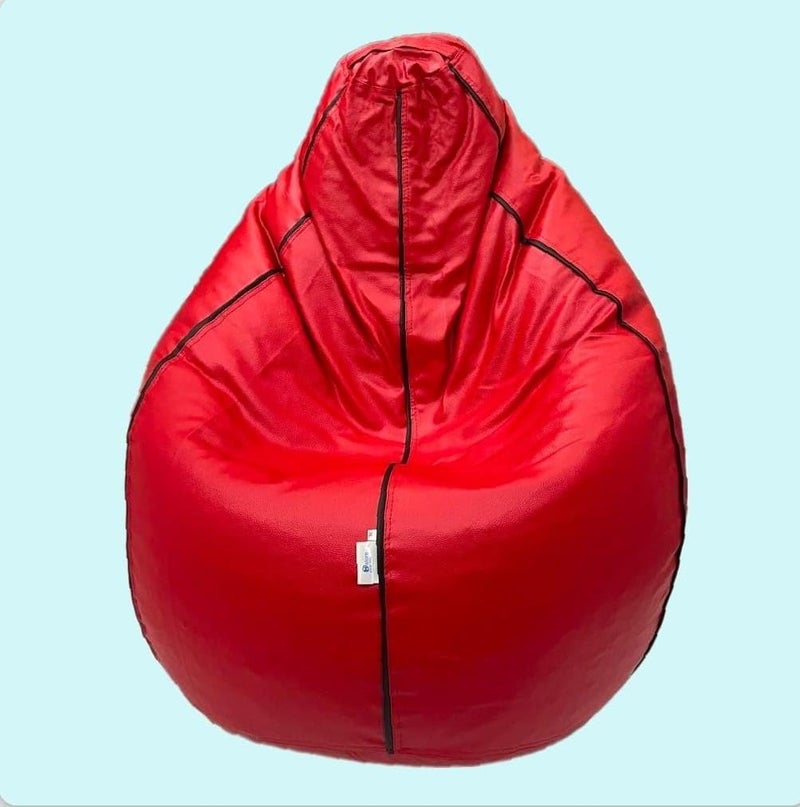 OHSTORE Premium Bean Bag Chair Ultra Comfortable Durable Faux Leather Cover Lightweight Ergonomic Lounge Seat for Home Office Gaming Relaxation RedBlack 2XLBB - Image 3