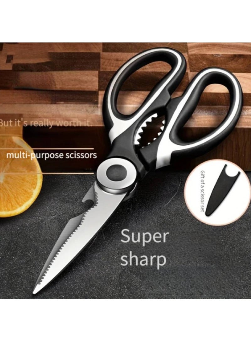 Multifunctional kitchen scissors Household fish cutting meat scissors Stainless steel scissors - Image 2