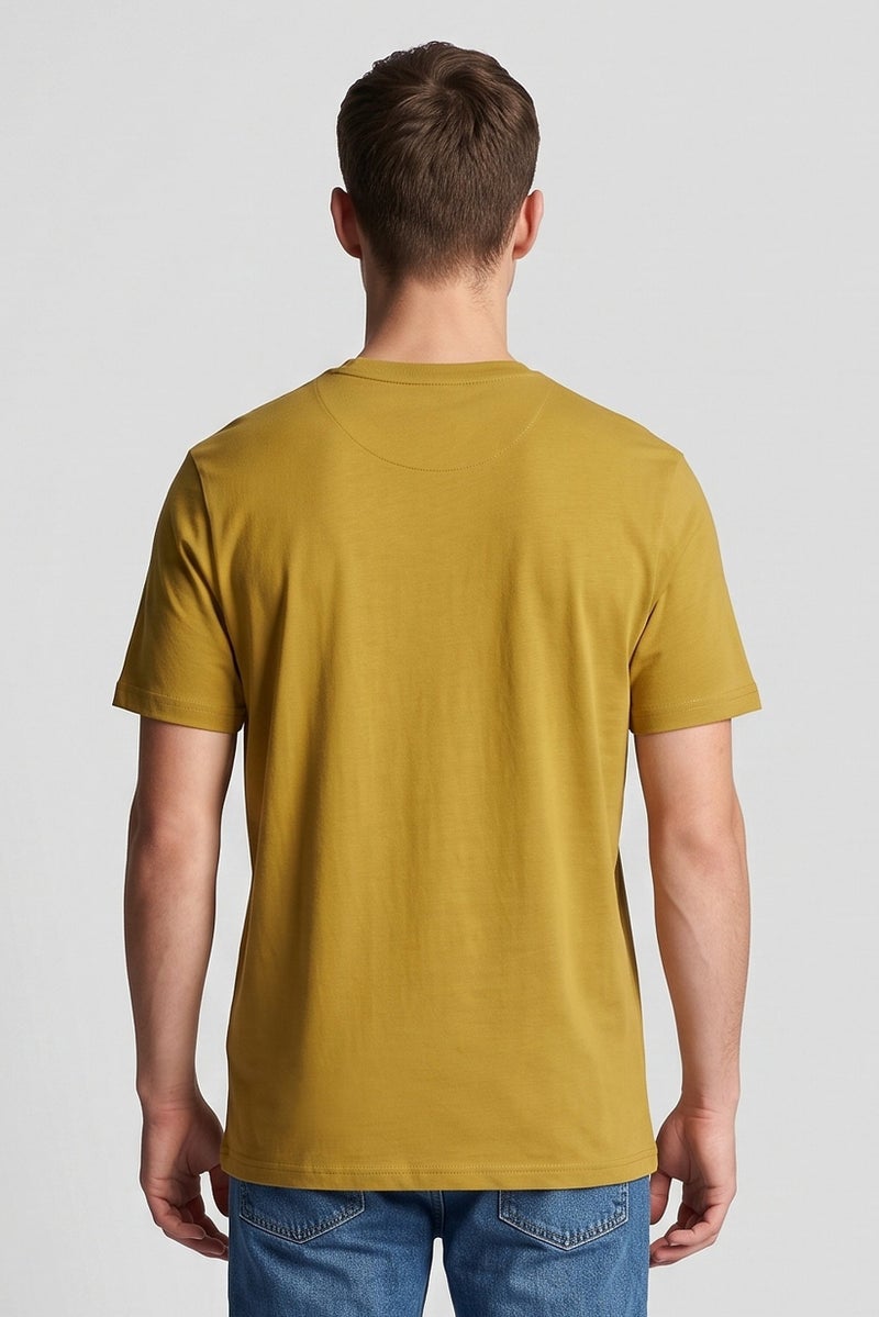 Lyle & Scott Men Crew Neck Short Sleeve Embroidered Logo T-Shirt, Mustard - Image 4