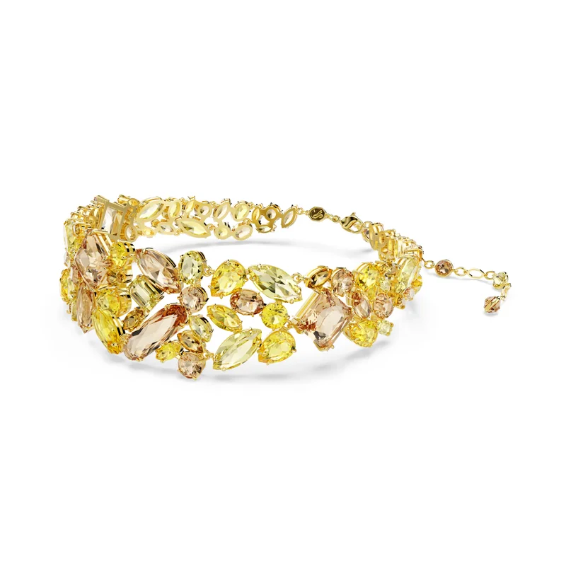 SWAROVSKI Gema choker Mixed cuts, Yellow, Gold-tone plated