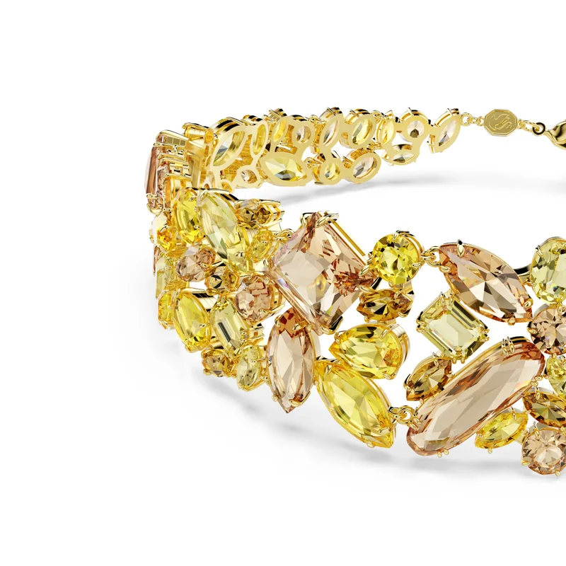 SWAROVSKI Gema choker Mixed cuts, Yellow, Gold-tone plated