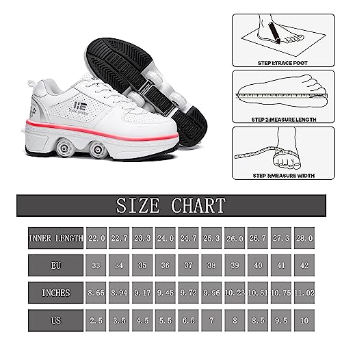 Pairobin 2-in-1 Roller Skates Shoes with Retractable 4 Wheels & Pop-Out Deformation Sneakers Outdoor Sports Skating Shoes for Girls Boys - Image 5