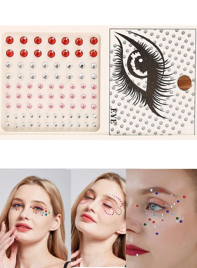 ملصقات تاتو الوجة والجسم من حجر الراين ذاتية اللصق احجار كريستالية لامعة مناسبة لتزيين الوجه والجسم والأظافر - Image 1