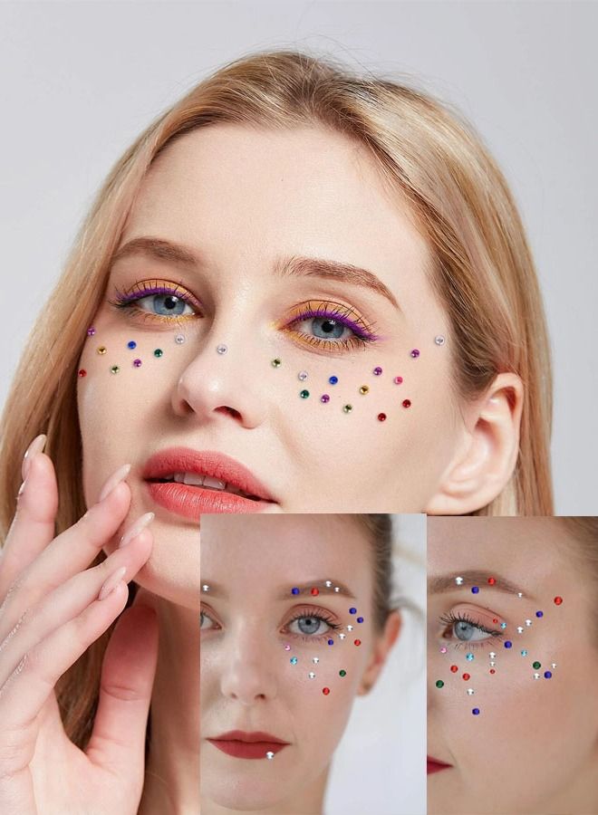 ملصقات تاتو الوجة والجسم من حجر الراين ذاتية اللصق احجار كريستالية لامعة مناسبة لتزيين الوجه والجسم والأظافر - Image 2