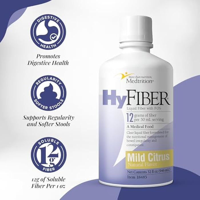 Medtrition HyFiber Daily Liquid Fiber for Regularity and Soft Stools, 12 Grams Soluble Fiber, 32 fl oz 1 Bottle - Image 4