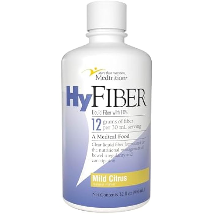 Medtrition HyFiber Daily Liquid Fiber for Regularity and Soft Stools, 12 Grams Soluble Fiber, 32 fl oz 1 Bottle - Image 1