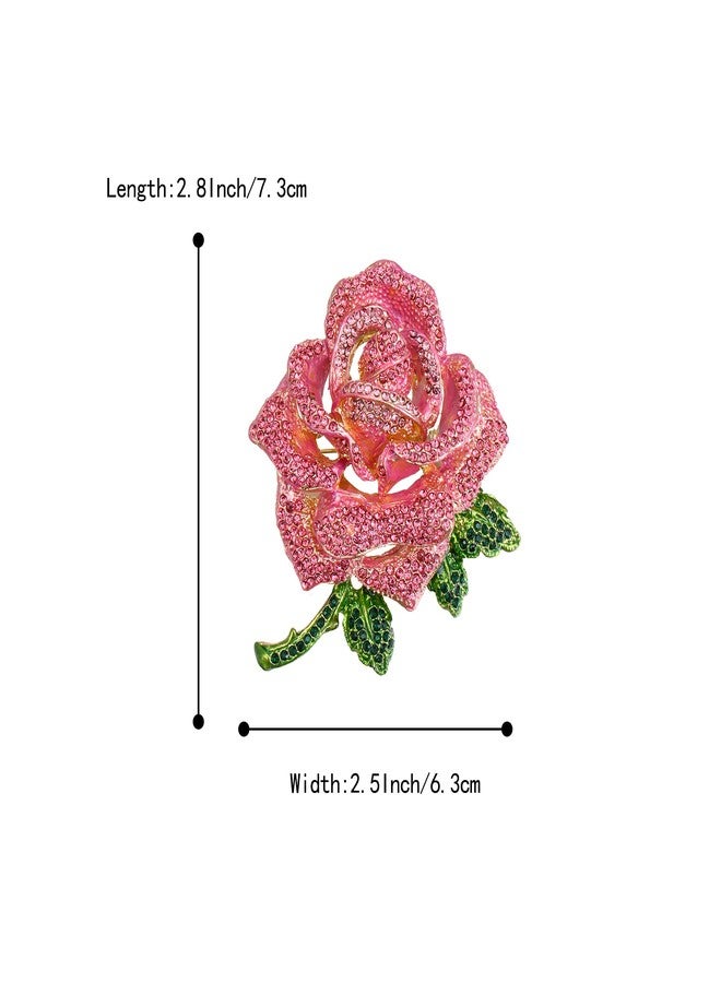 بريلوف بروش زهرة الورد من بريلوف للنساء، مرصع بأحجار الراين الكريستالية النمساوية، مناسب للحفلات والمناسبات الرسمية، لون وردي وذهبي - Image 4