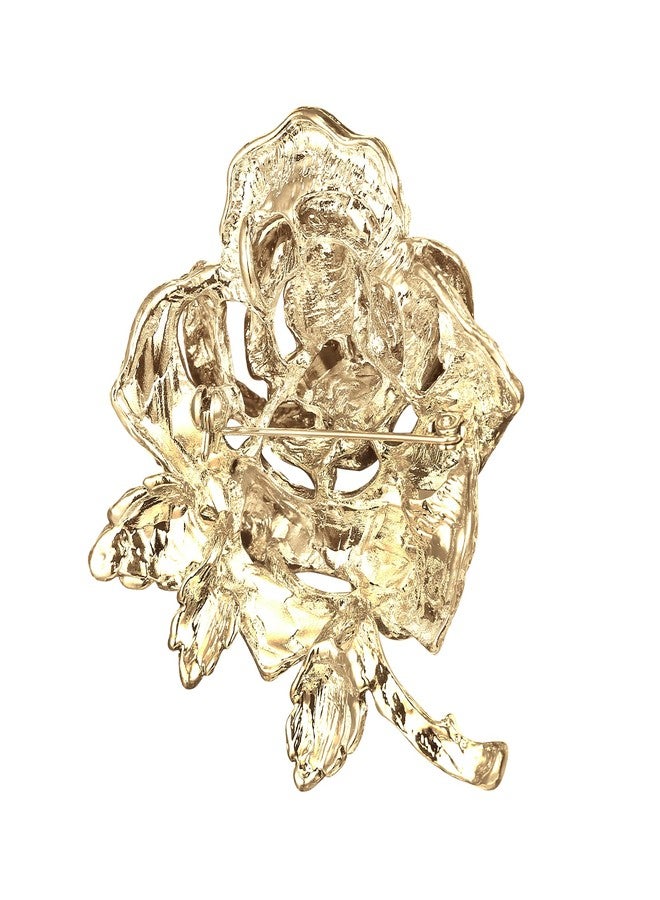 بريلوف بروش زهرة الورد من بريلوف للنساء، مرصع بأحجار الراين الكريستالية النمساوية، مناسب للحفلات والمناسبات الرسمية، لون وردي وذهبي - Image 3