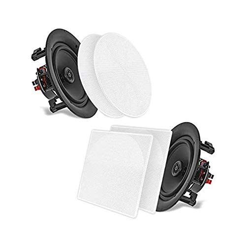Pyle 525 InWallInCeiling Dual Speakers Pair 2Way Woofer Speaker System 12 Polymer Tweeter Flush Mount w 80Hz 20kHz Frequency Response 150 Watts Peak 8 Ohm Rating Pyle PDIC56 White - Image 1