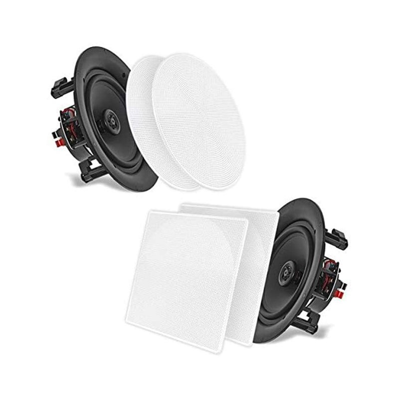 Pyle 525 InWallInCeiling Dual Speakers Pair 2Way Woofer Speaker System 12 Polymer Tweeter Flush Mount w 80Hz 20kHz Frequency Response 150 Watts Peak 8 Ohm Rating Pyle PDIC56 White - Image 2