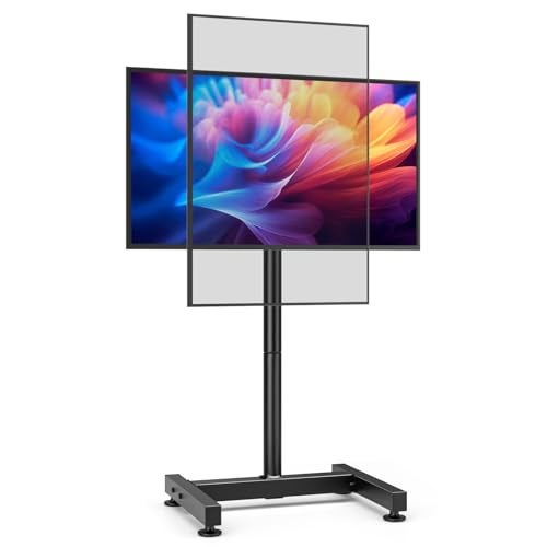 AX WABER TV Floor Stand for 13-50 inch Screens Holds up to 77lbs, Tilting and Height Adjustable Monitor Floor Stand Mount,Tall Standing TV Stand for Bedroom, Dorm Room, Office, Max VESA 200x200mm - Image 1