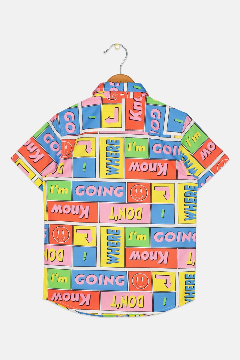 JACK & JONES Kids Boy Graphic Print Short Sleeve Casual Shirt, Multicolor - Image 2