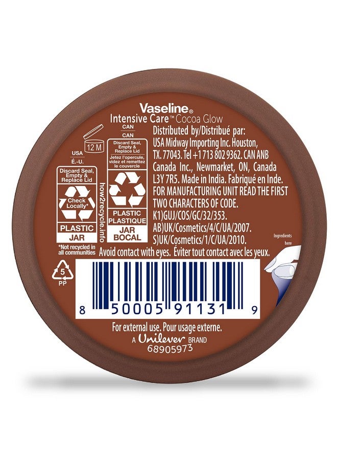 فازلين كريم فازلين للجسم بخلاصة الكاكاو، عبوة من 6 قطع - كريم مرطب بزبدة الكاكاو النقية يدوم 48 ساعة للبشرة الجافة، حجم مناسب للسفر، 2.53 أونصة سائلة - Image 2