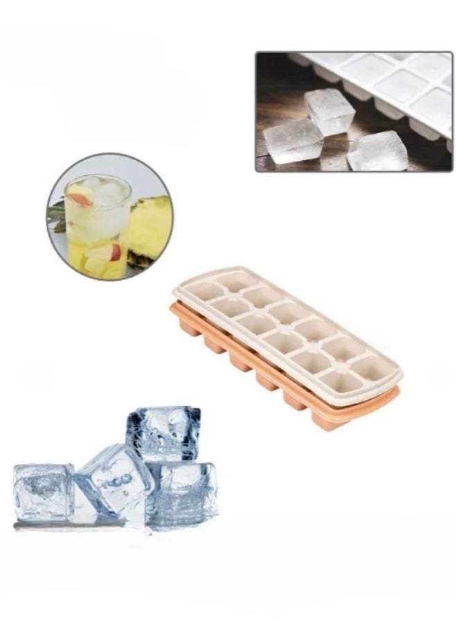 Happy Home 2 Pieces Of Ice Cube Trays Made Of High-Quality Plastic Each Piece Contains 12 Holes Ideal For Cooling Drinks And Juices (Orange/Beige). - Image 2