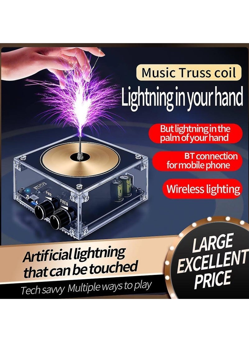 Generic - Musical Tesla Coil Music Plasma Speaker AL-233 Plasma Music Tesla Coil Module Golden With Acrylic Shell EU/US Power Plug - Image 1