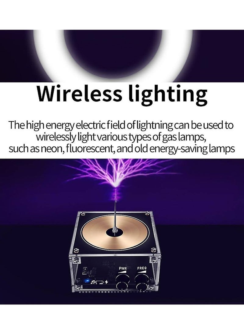 Generic - Musical Tesla Coil Music Plasma Speaker AL-233 Plasma Music Tesla Coil Module Golden With Acrylic Shell EU/US Power Plug - Image 1