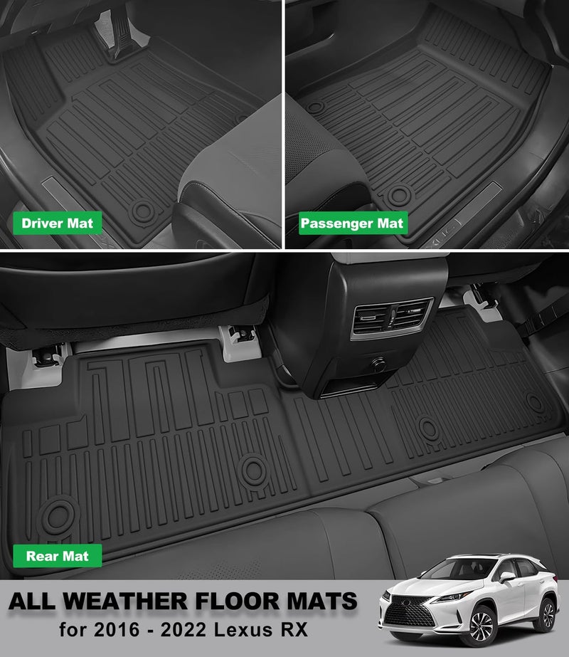 IKABEVEM Original 2016-2022 RX Floor Mats and Cargo Liner for Lexus RX/RX350/RX450h (Not for RXL) - Custom Fit TPE All Weather Floor Liners and Trunk Mat for Lexus RX 2016-2022 - Image 3