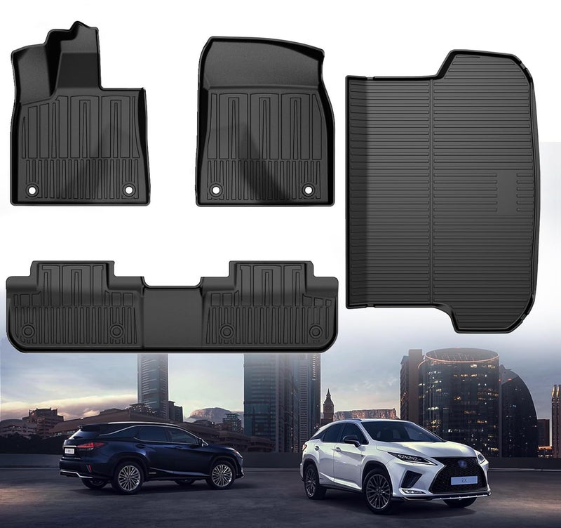 IKABEVEM Original 2016-2022 RX Floor Mats and Cargo Liner for Lexus RX/RX350/RX450h (Not for RXL) - Custom Fit TPE All Weather Floor Liners and Trunk Mat for Lexus RX 2016-2022 - Image 1