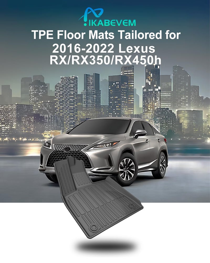 IKABEVEM Original 2016-2022 RX Floor Mats and Cargo Liner for Lexus RX/RX350/RX450h (Not for RXL) - Custom Fit TPE All Weather Floor Liners and Trunk Mat for Lexus RX 2016-2022 - Image 2