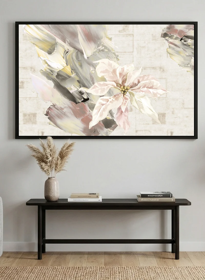 LOWHA Canvas Wall Art Stretched Over Wooden Frame with Black Floating Frame and Flower Abstract Design