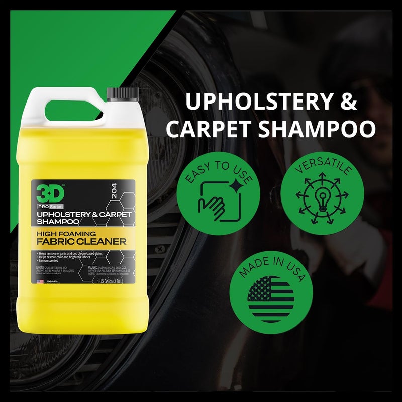3D Upholstery & Carpet Shampoo - High Foam Stain Remover & Odor Eliminator Shampoo 1 Gallon - Image 4