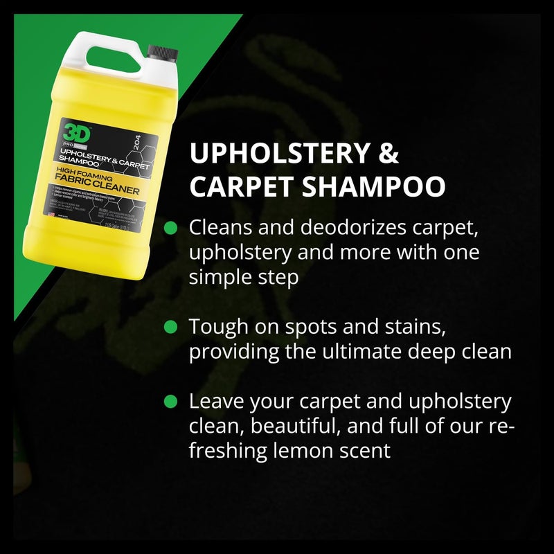 3D Upholstery & Carpet Shampoo - High Foam Stain Remover & Odor Eliminator Shampoo 1 Gallon - Image 3